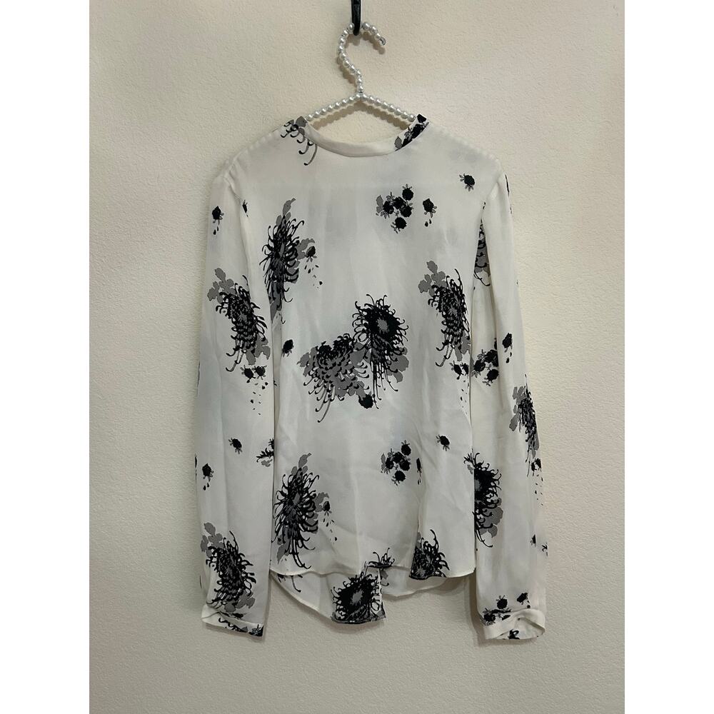 A.L.C Silk Top Size Large Classy Quiet Luxury Split Back Long Sleeve Top